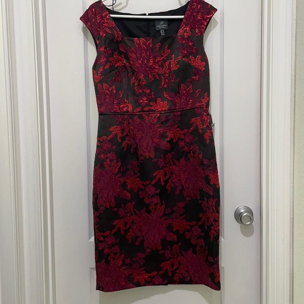Adrianna Papell Square Neck Jacquard Dress